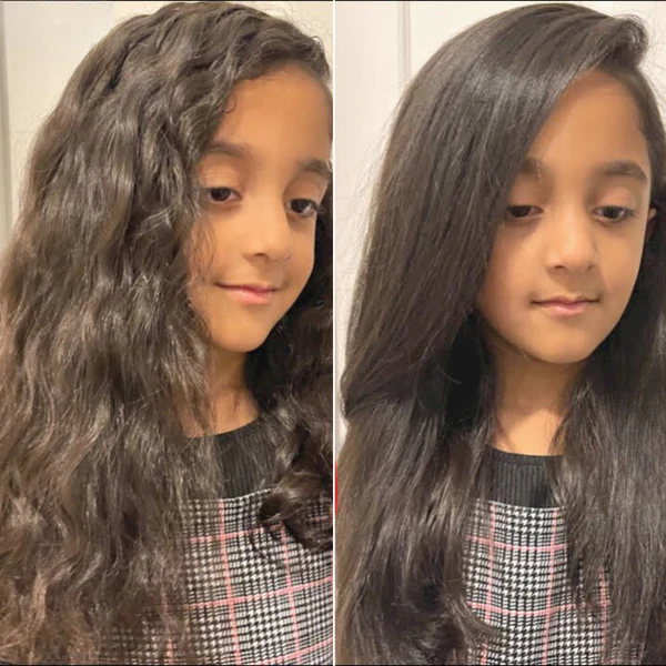 Young customer smooth hair before and after result