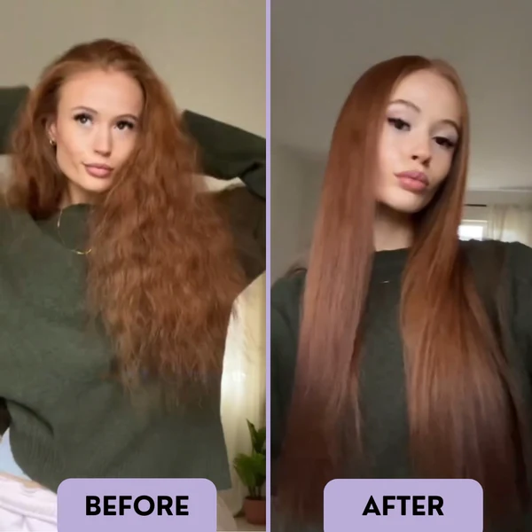 Before and after straight hair result